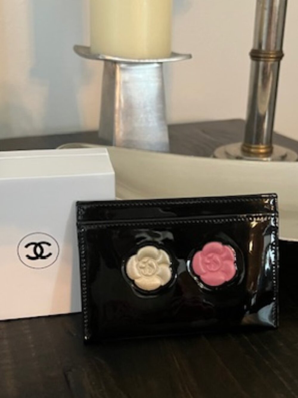 Chanel Patent Leather Camellia Card Case / Card Holder – Giftable – Holograms